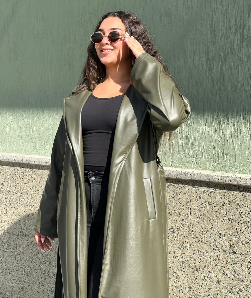 Olive Leather Coat