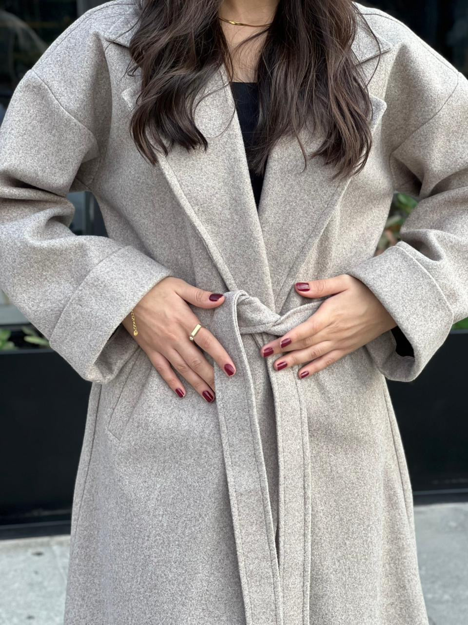 Beige Melton Wool Coat