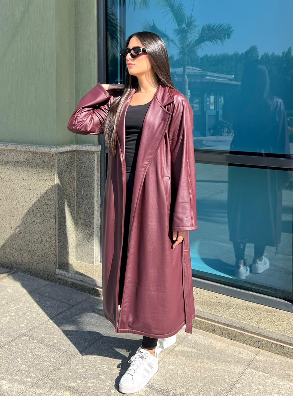 Burgundy Leather Coat