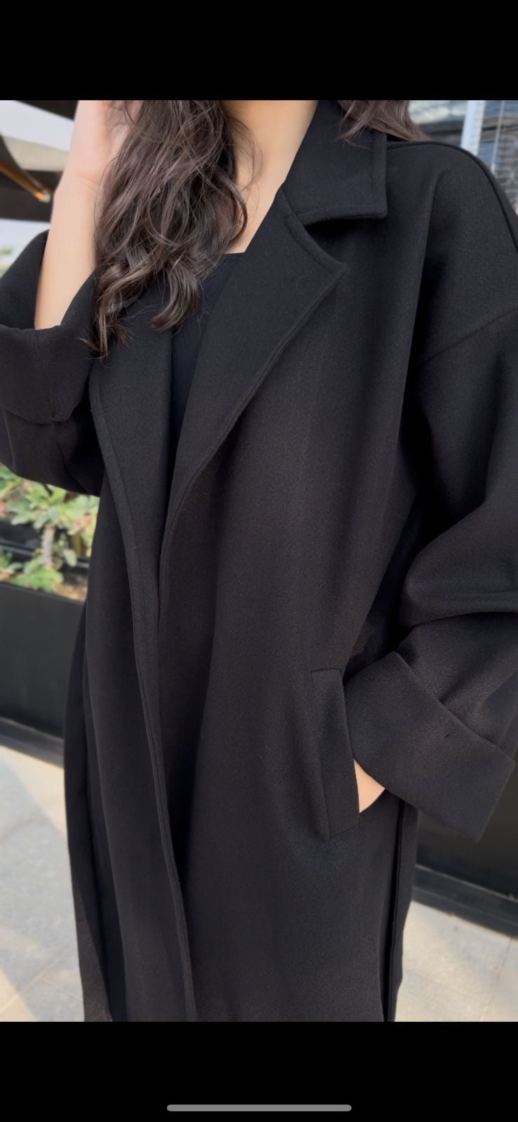 Black Melton Wool Coat