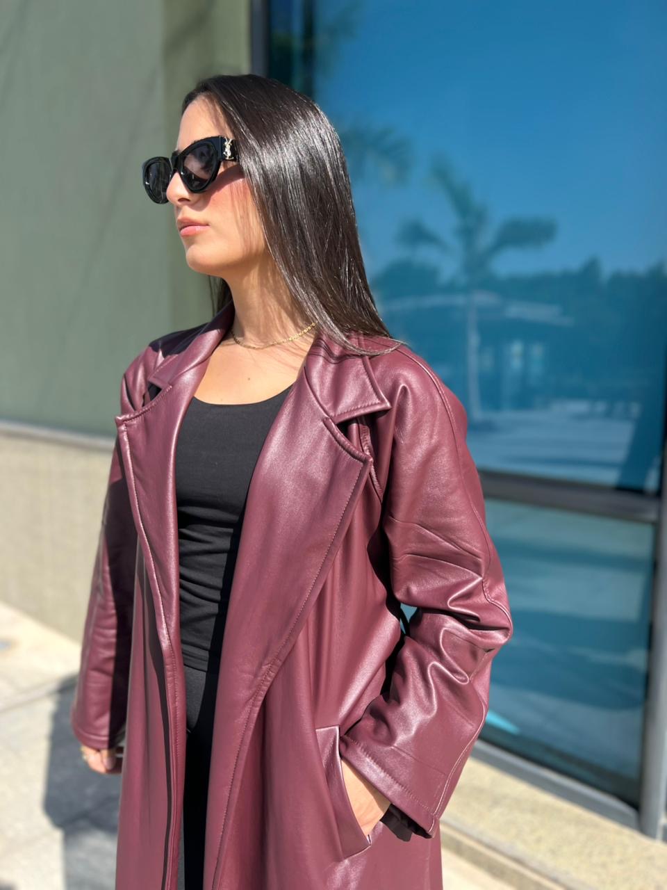 Burgundy Leather Coat