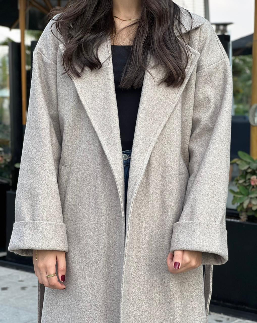 Beige Melton Wool Coat