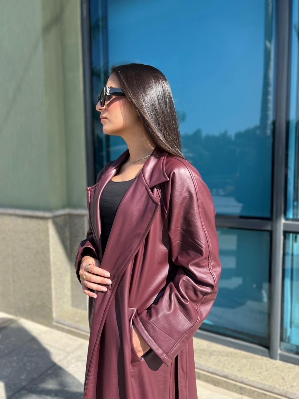 Burgundy Leather Coat