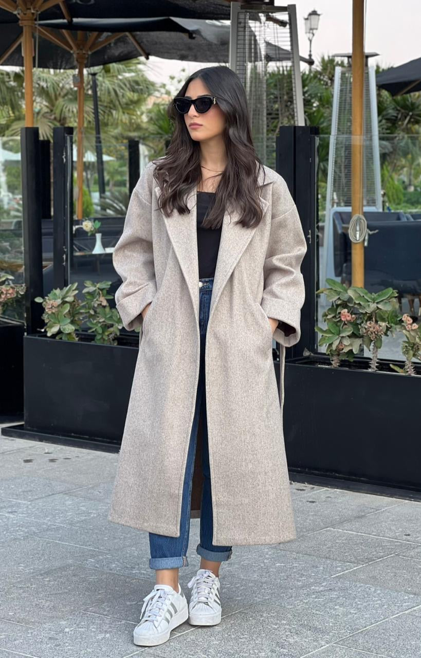 Beige Melton Wool Coat