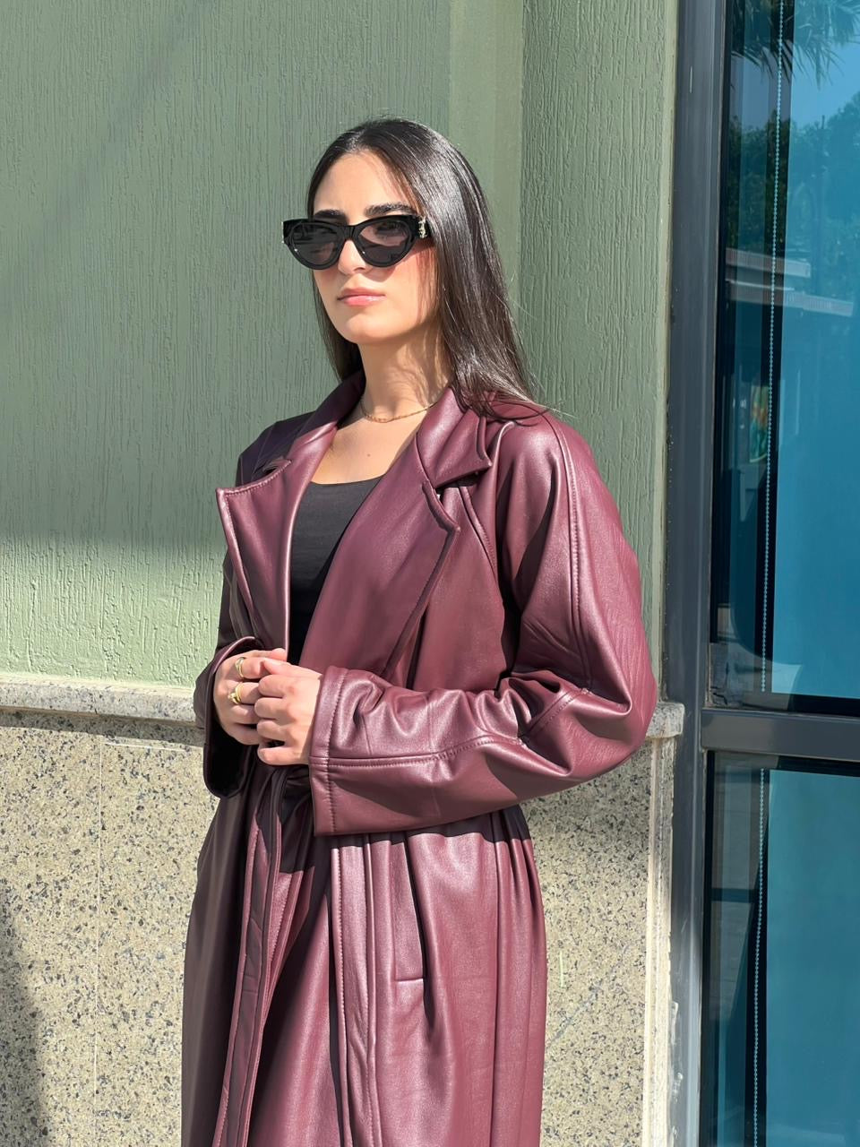 Burgundy Leather Coat