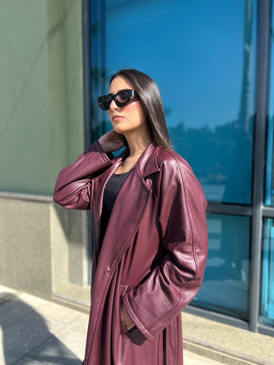 Burgundy Leather Coat