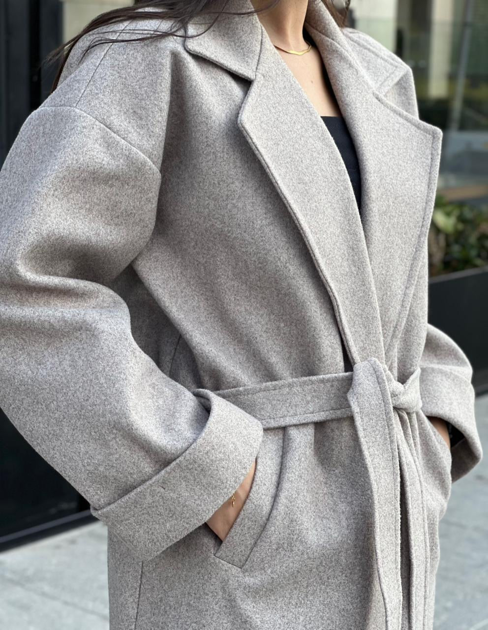 Beige Melton Wool Coat