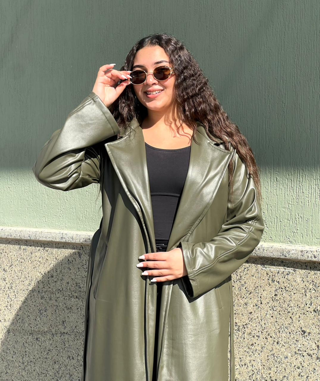 Olive Leather Coat